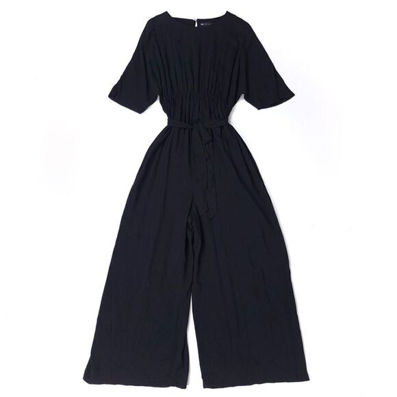 ASOS Dolman Sleeve Tie Waist Wide Leg Cut Out Maternity Jumpsuit Womens 4 Black - Picture 1 of 8